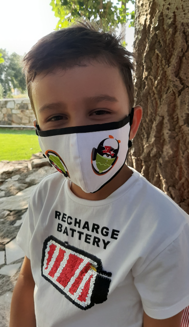 EK01.105 Μάσκα προστασίας προσώπου παιδική επαναχρησιμοποιούμενη Ελληνικής ραφής - κατασκευής