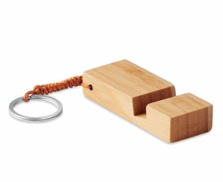 MO9743 Key ring with Smartphone stand in bamboo